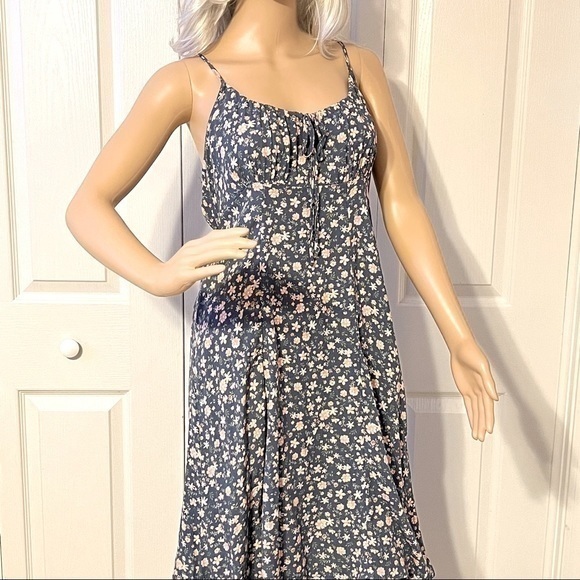 Hippie Rose Blue Floral Rayon Blue Dress - Picture 8 of 8